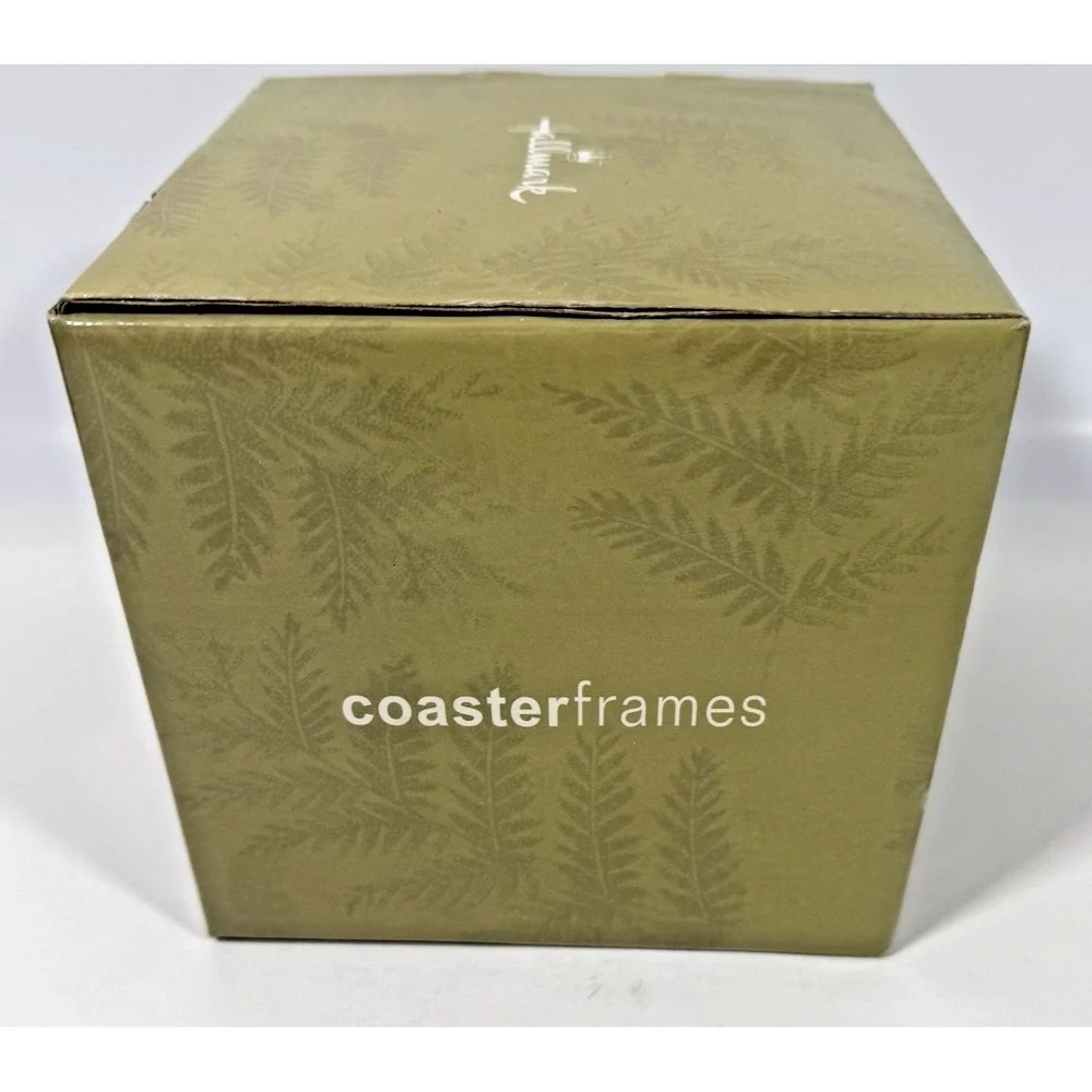Hallmark Coaster Frames Set Brown Wood Glass 3.5x3.5 Photo Display New